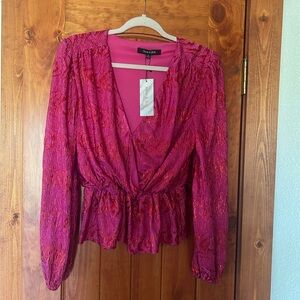 Vibrant Fuchsia Metallic Women's Blouse